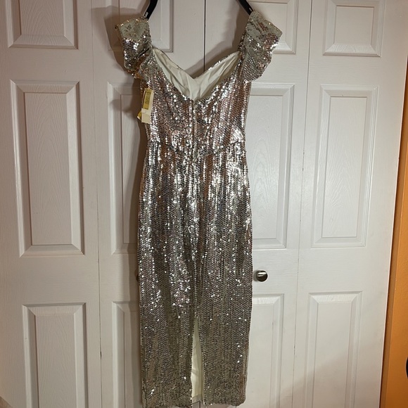 Alyce Designs couture evening sequined evening gown vintage 1980 silver - Picture 3 of 11